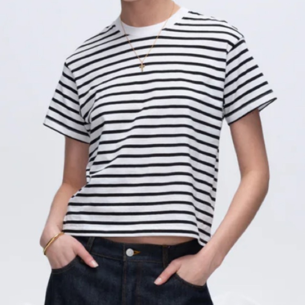 ATM Anthony Thomas Melillo Black and White Striped Tee classic jersey S